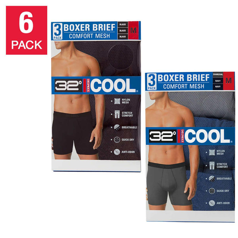 32 Degrees Men's Comfort Mesh Boxer Brief, 6-pack