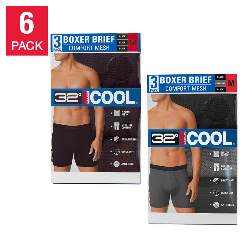 32 Degrees Men's Comfort Mesh Boxer Brief, 6-pack