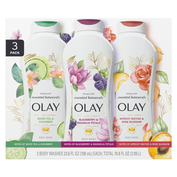 Olay Essential Botanicals Body Wash, 3-pack