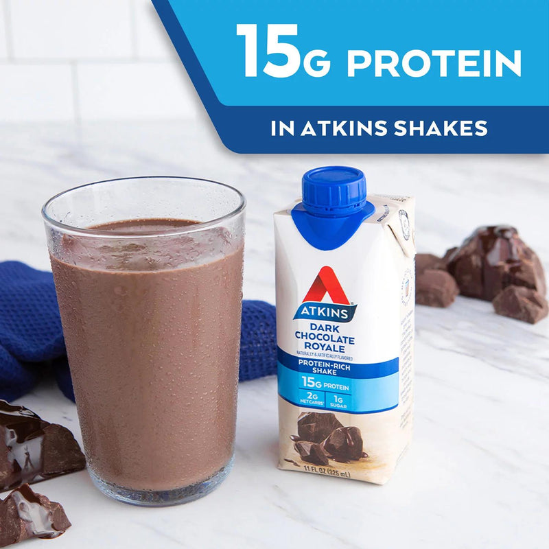 Atkins 15g Keto Protein Shake, Dark Chocolate Royale 11 fl. oz., 15 pk.