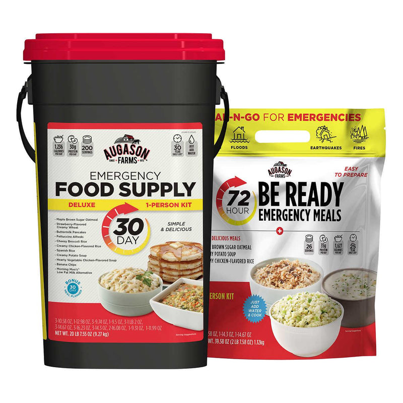 Augason Farms Deluxe 30-Day Emergency Food Supply 5-Gallon Survival Food with 72-Hour Be Ready On-The-Go Kit