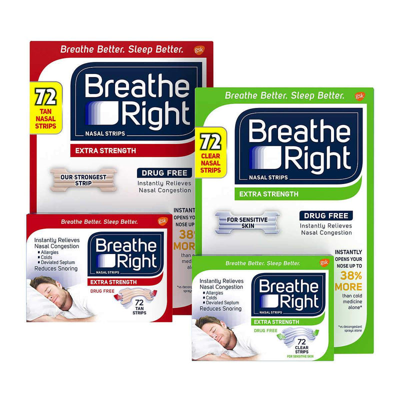 Breathe Right Extra Strength Nasal Strips, 72 Strips