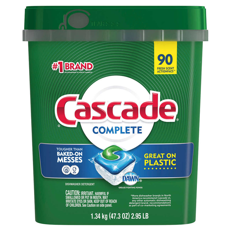 Cascade Complete Dishwasher Detergent Actionpacs, 90-count