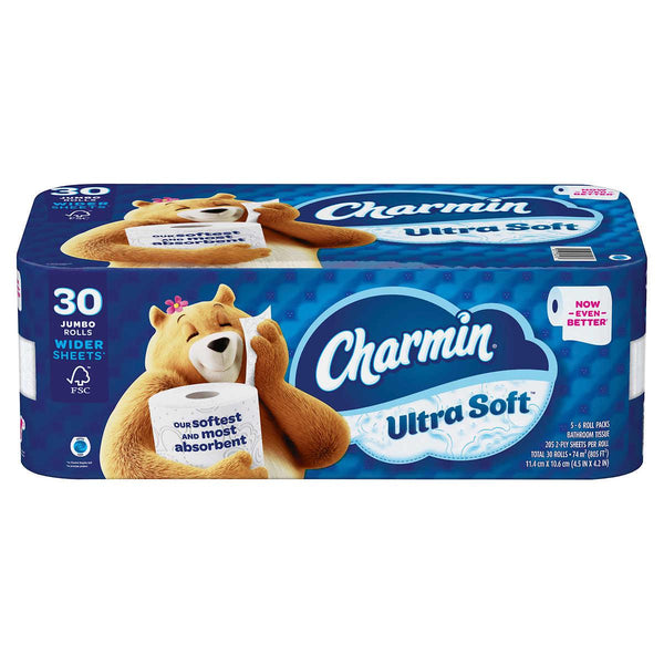 Charmin Ultra Soft Bath Tissue, 2-Ply, 205 Sheets, 30 Rolls ) | Home Deliveries