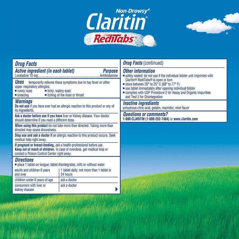 Claritin RediTabs 10 mg. 24 Hour Non-Drowsy, 70 Disintegrating Tablets