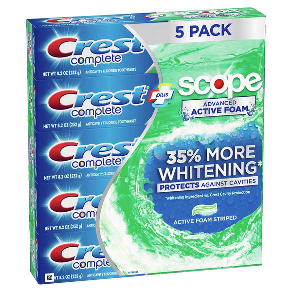 Crest Complete + Scope Advanced Active Foam Toothpaste, 8.2 oz, 5-pack ) | Home Deliveries