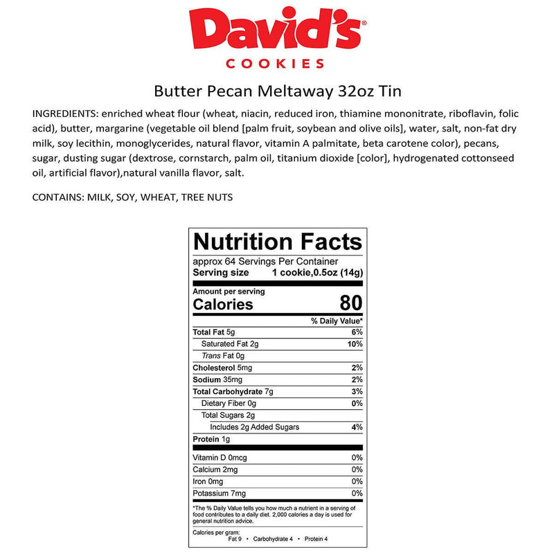 David's Cookies Butter Pecan Meltaways 32 oz, 2-pack ) | Home Deliveries