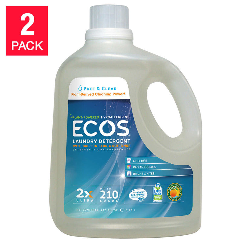 ECOS Laundry Detergent Free and Clear 210 fl. oz, 2-count