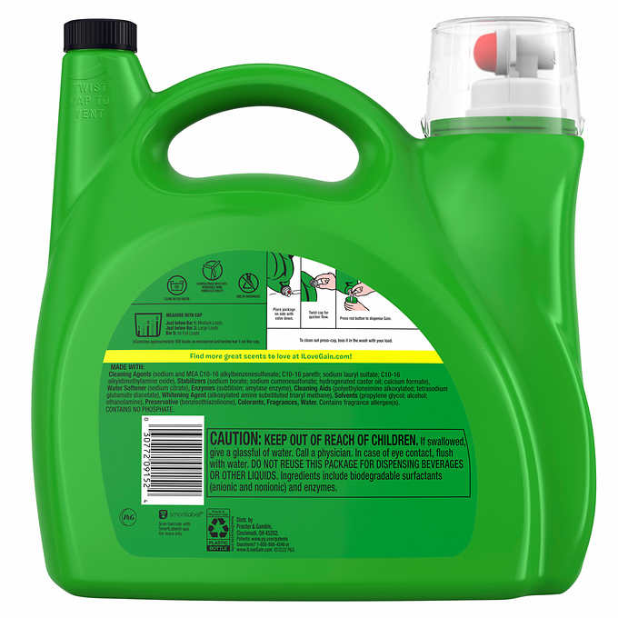 Gain Ultra Concentrated +AromaBoost HE Liquid Laundry Detergent, Original, 159 Loads, 208 fl oz