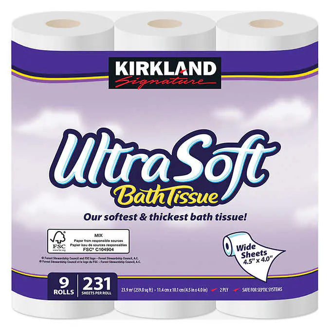 Kirkland Signature Ultra Soft Bath Tissue, 2-Ply, 231 Sheets, 36 Rolls