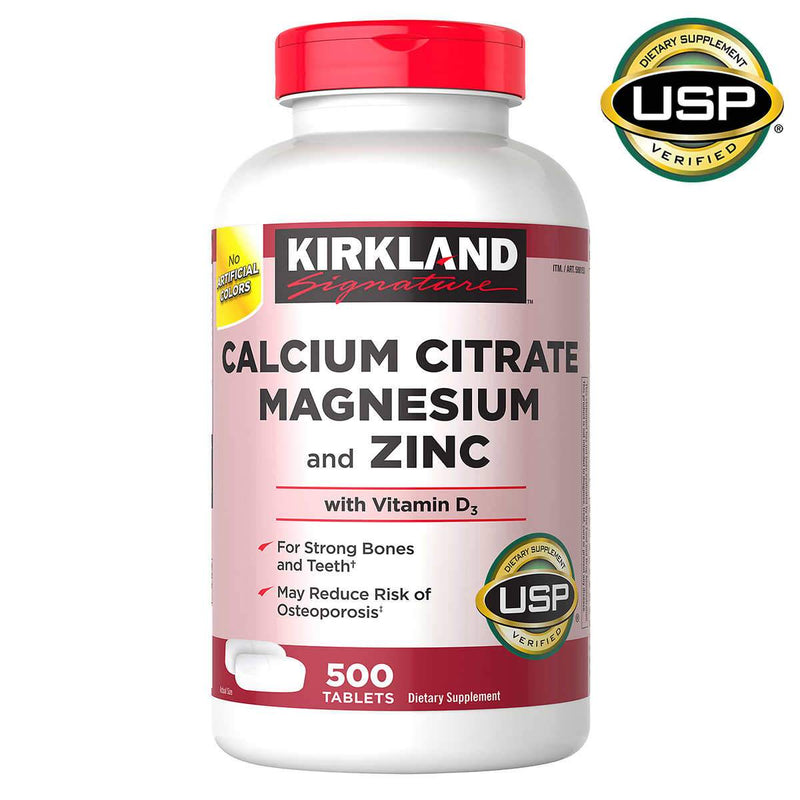 Kirkland Signature Calcium Citrate Magnesium and Zinc, 500 Tablets