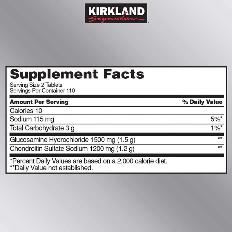 Kirkland Signature Glucosamine and Chondroitin, 220 Tablets