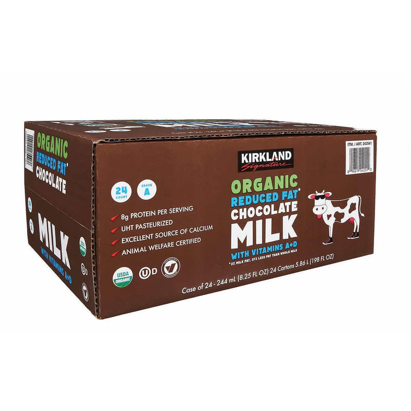 Kirkland Signature Organic Reduced Fat Chocolate Milk, 8.25 fl oz, 24-count ) | Home Deliveries