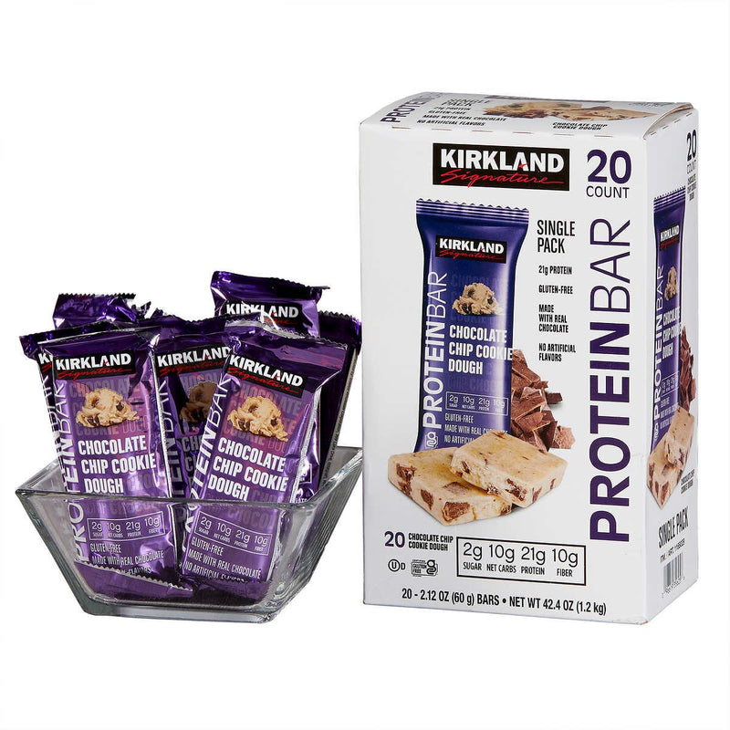 Kirkland Signature Protein Bars Chocolate Chip Cookie Dough 2.12 oz., 20-count