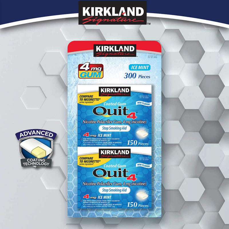 Kirkland Signature Quit 2 mg. or 4 mg. Ice Mint Gum, 300 Pieces - Home Deliveries