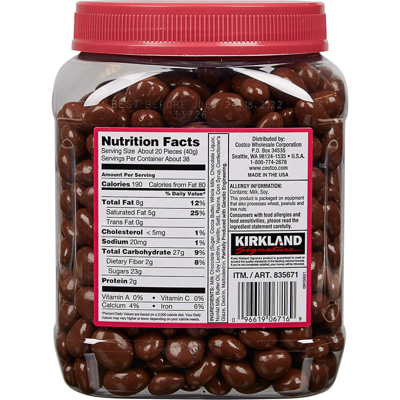 Kirkland Signature Raisins, Milk Chocolate, 3.4 lb ) | Home Deliveries