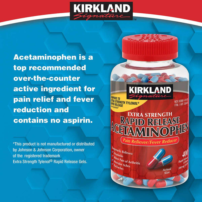 Kirkland Signature Rapid Release Acetaminophen 500 mg., 400 Gelcaps - Home Deliveries