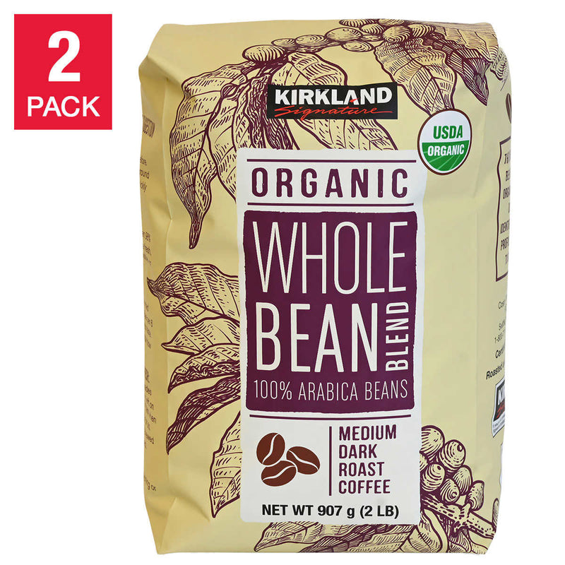 Kirkland Signature USDA Organic Whole Bean Blend 2 lb, 2-pack ) | Home Deliveries