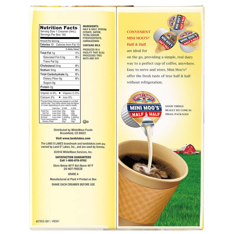 Land O Lake's Mini Moos Half and Half Liquid Creamer, 192-count ) | Home Deliveries