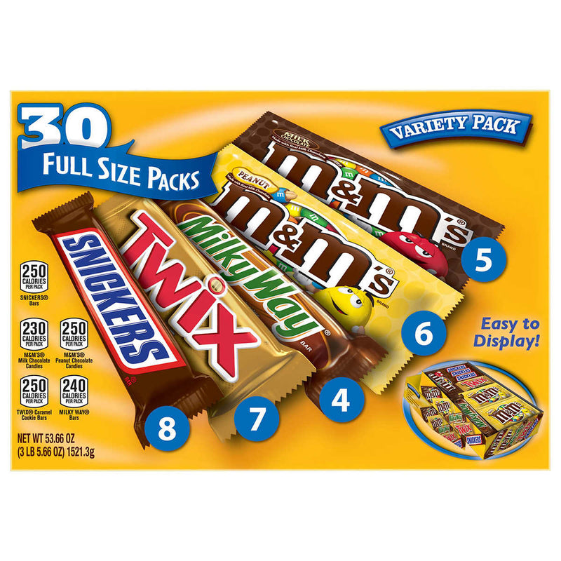 M&M's, Snickers and More Chocolate Candy Bars, Variety Pack, 30-count ) | Home Deliveries