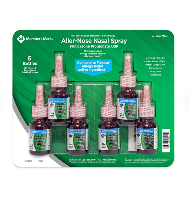 Member's Mark 50mcg Aller-Nose, Fluticasone Propionate Nasal Spray (0.62 fl. oz., 6 ct.)