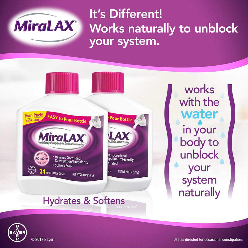 MiraLAX Powder Laxative, 68 Doses - Home Deliveries