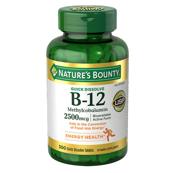 Nature's Bounty Vitamin B-12 2500 mcg, 300 Quick Dissolve Tablets - Home Deliveries