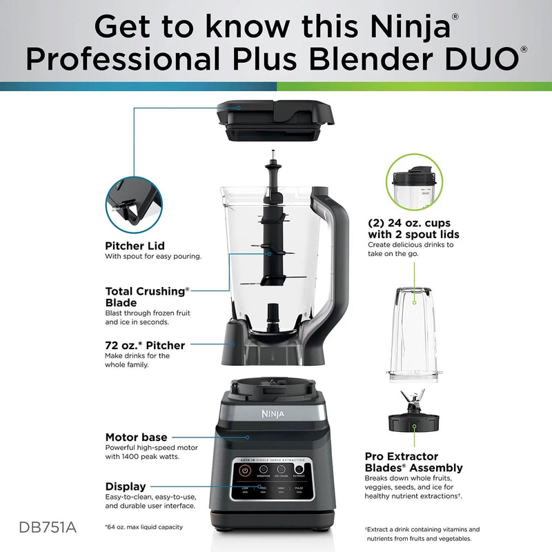 Ninja Professional Plus Blender DUO with Auto-iQ-DB751A