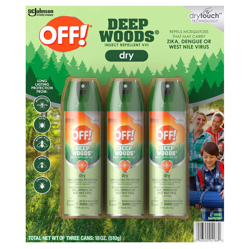 OFF! Deep Woods Dry Insect Repellent Spray, 3-pack, 6 oz ) | Home Deliveries