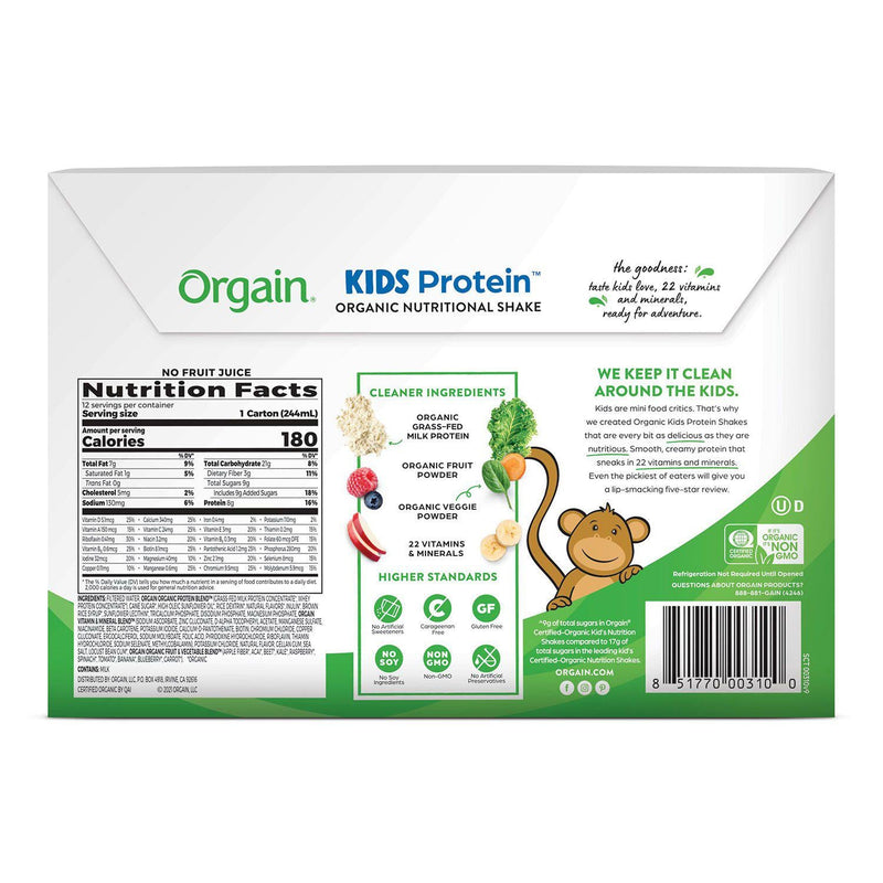 Orgain Kids Protein Organic Nutritional Shake, 8.25 fl. oz., 12 pk. - Vanilla