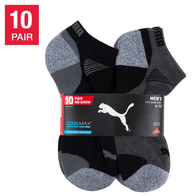 PUMA Men's No Show Sock, 10-pair