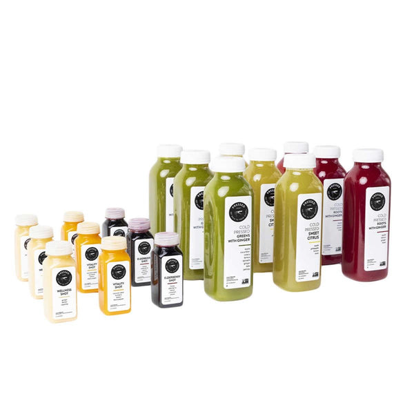 Pressed Cold-Pressed Juice and Shot Bundle -18 Bottles, 9 Juices and 9 Shots ) | Home Deliveries