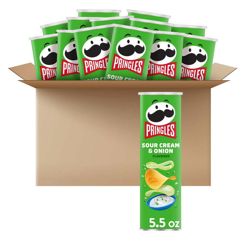 Pringles Potato Chips, Sour Cream and Onion, 5.57 oz, 14-count