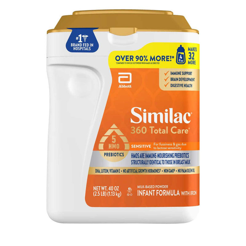 Similac 360 Total Care Sensitive with 5 HMO's, Non-GMO Infant Formula Powder, 40 oz