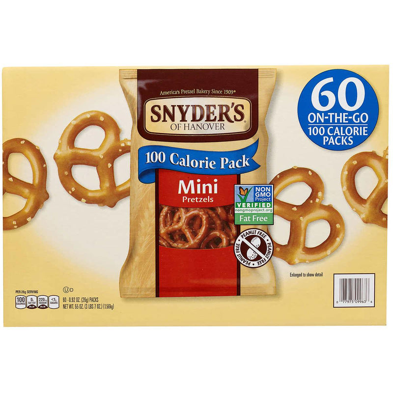 Snyder's of Hanover Mini Pretzels, 0.9 oz, 60-count