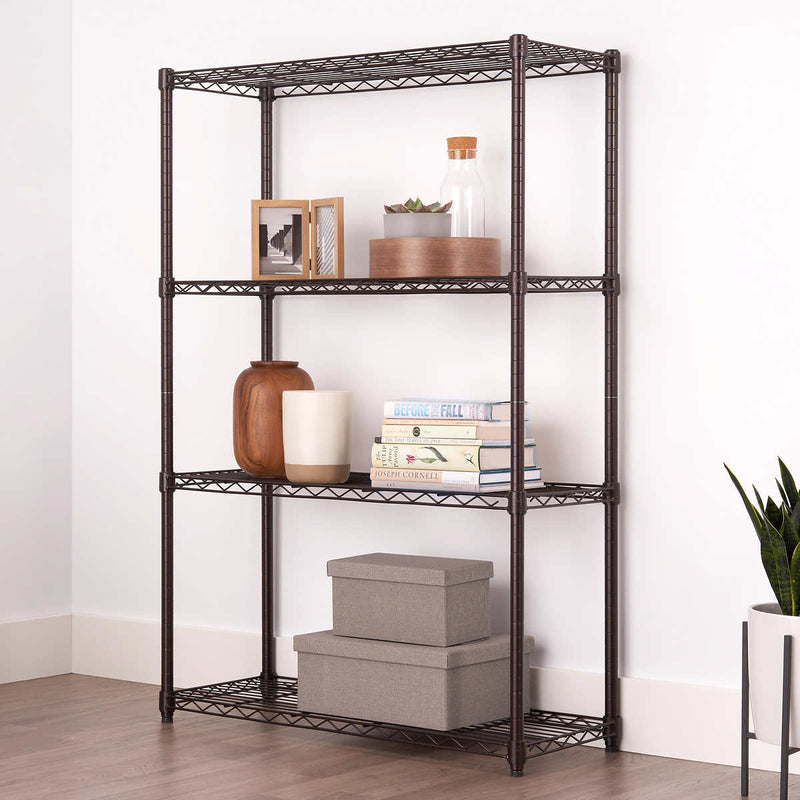 TRINITY 4-Tier Indoor Wire Shelving Rack, 36” x 14” x 54”, NSF, Dark Bronze ) | Home Deliveries