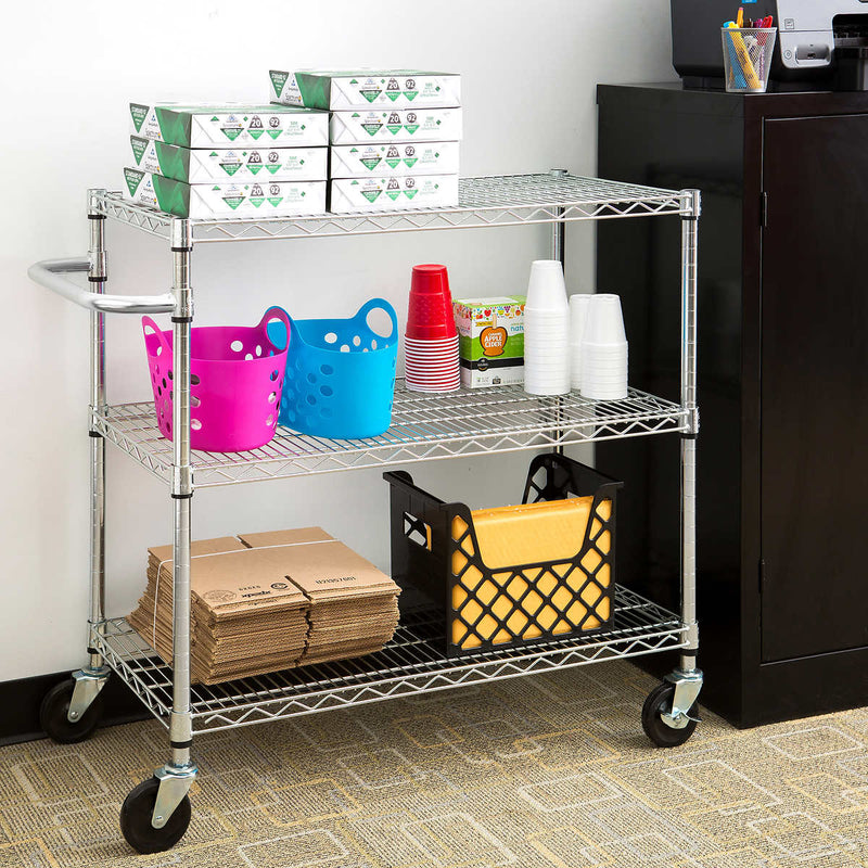 TRINITY EcoStorage 3-tier 40.5” x 18” x 36” Cart, Chrome ) | Home Deliveries