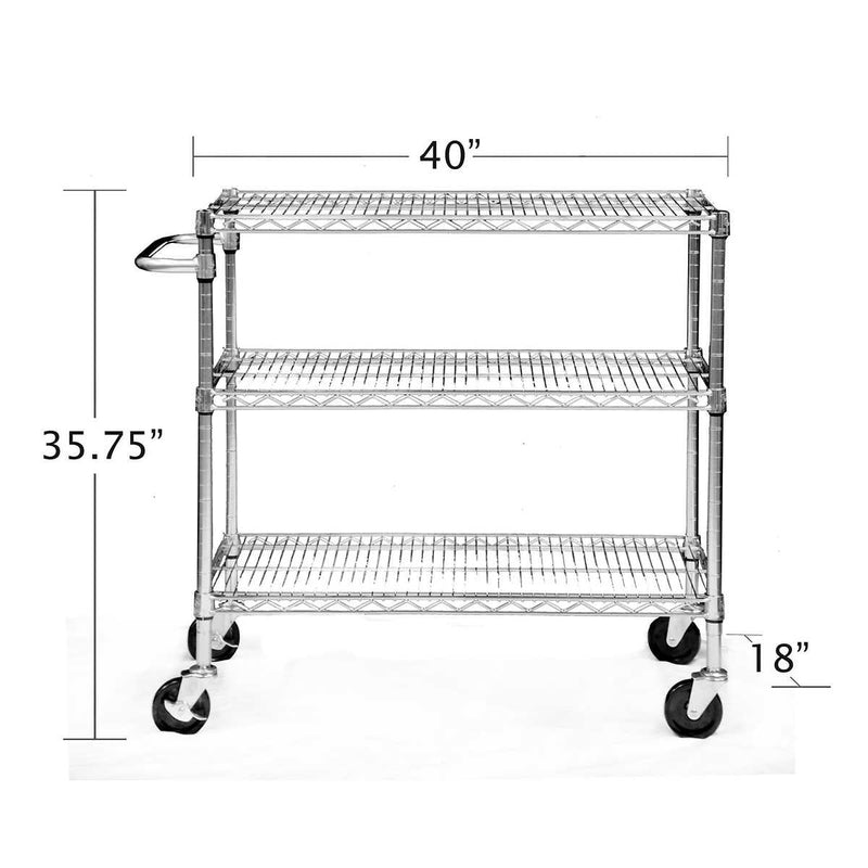 TRINITY EcoStorage 3-tier 40.5” x 18” x 36” Cart, Chrome ) | Home Deliveries