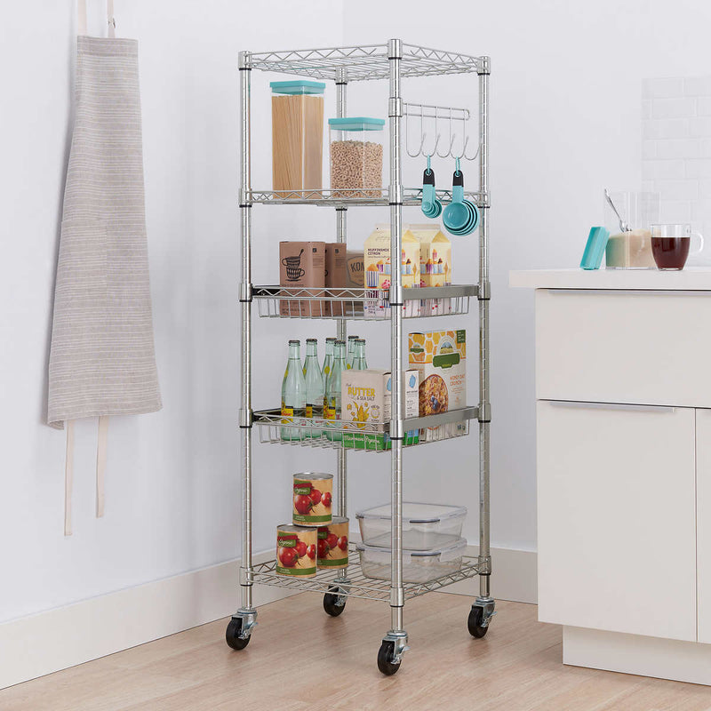 TRINITY EcoStorage 5-Tier NSF Certified Square Rack with Wheels ) | Home Deliveries