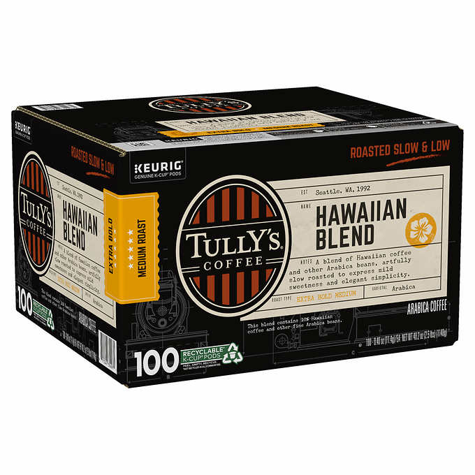 Tully's Coffee Hawaiian Blend K-Cups Pods, 80-count