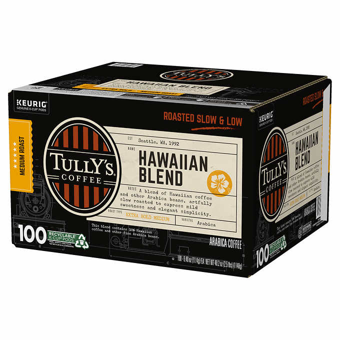 Tully's Coffee Hawaiian Blend K-Cups Pods, 80-count