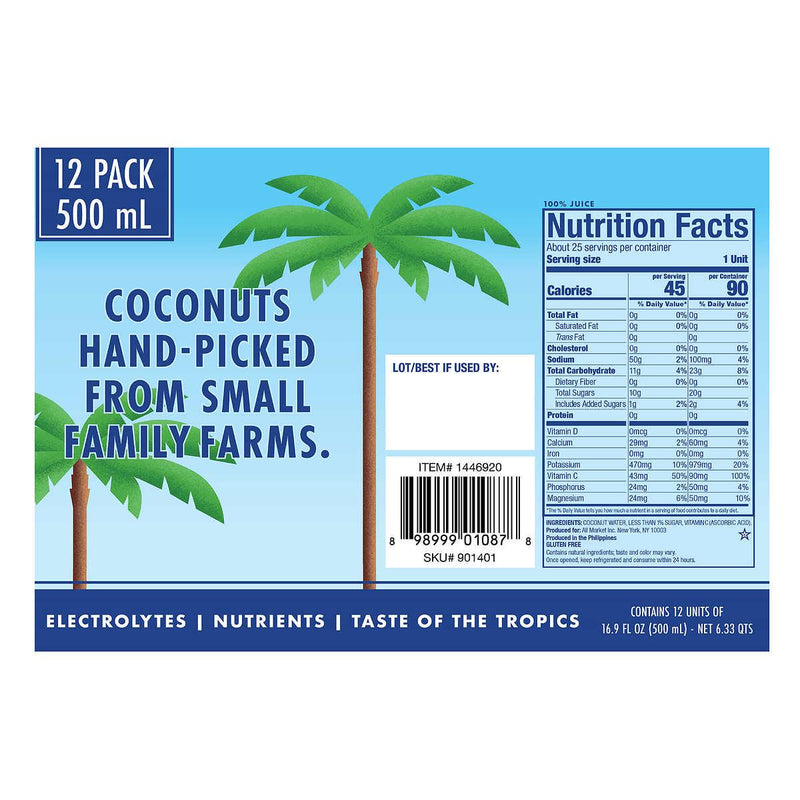 Vita Coco Coconut Water, Original, 16.9 fl oz, 12-count ) | Home Deliveries