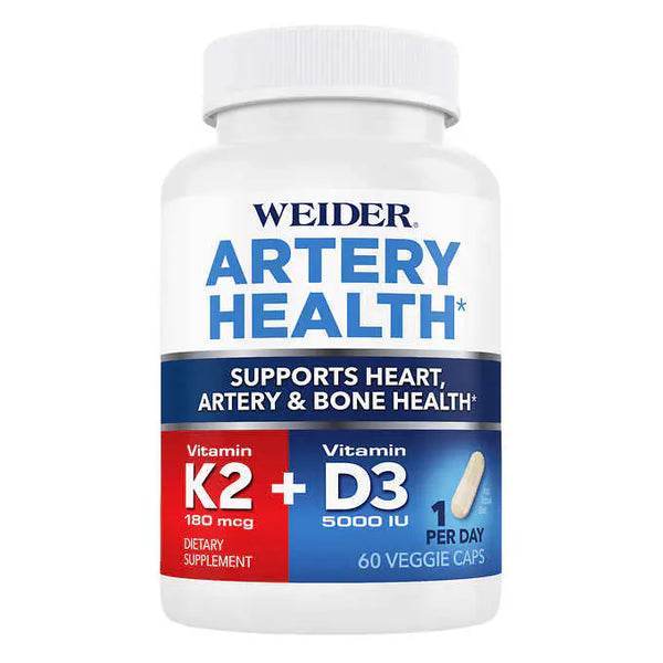 Weider Artery Health with Vitamin K2 Plus D3, 90 Veggie Caps