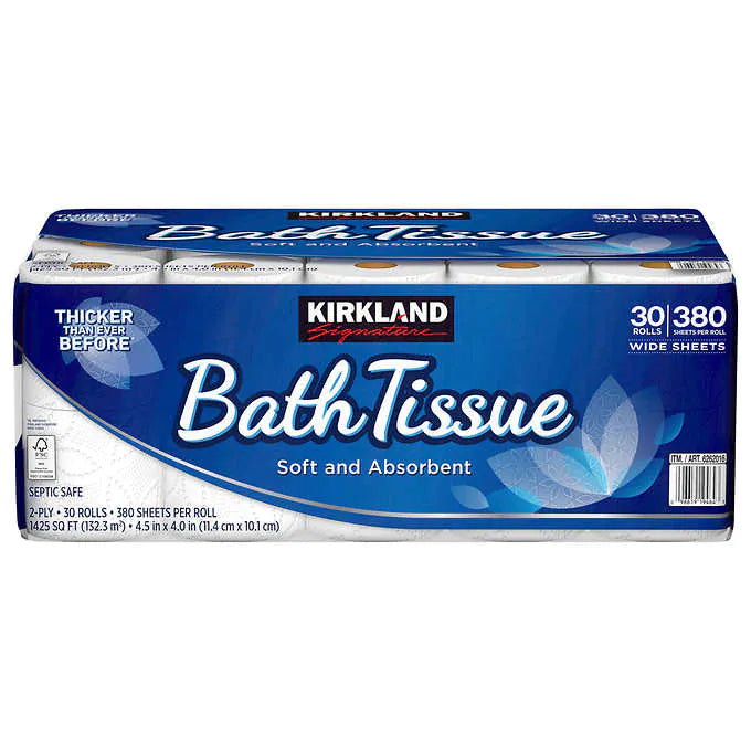 Kirkland Signature Bath Tissue, 2-Ply, 380 Sheets, 30 Rolls ) | Home Deliveries